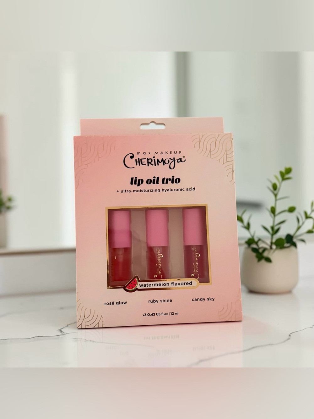 Max Makeup Cherimoya Lip Oil Trio